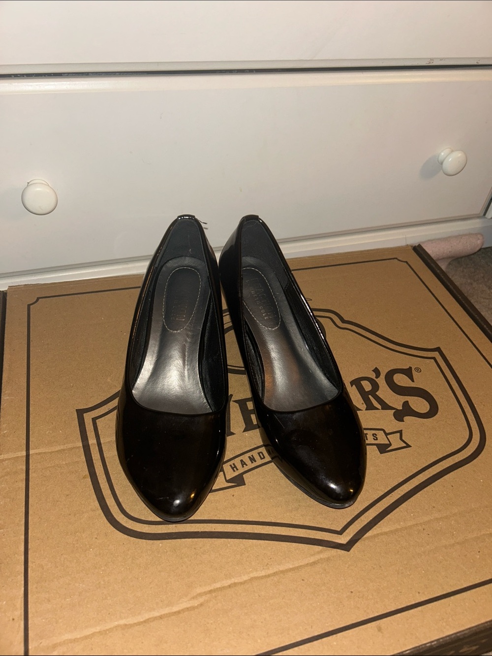 Kenneth Cole Reaction Black Patent Round-Toe Wedges